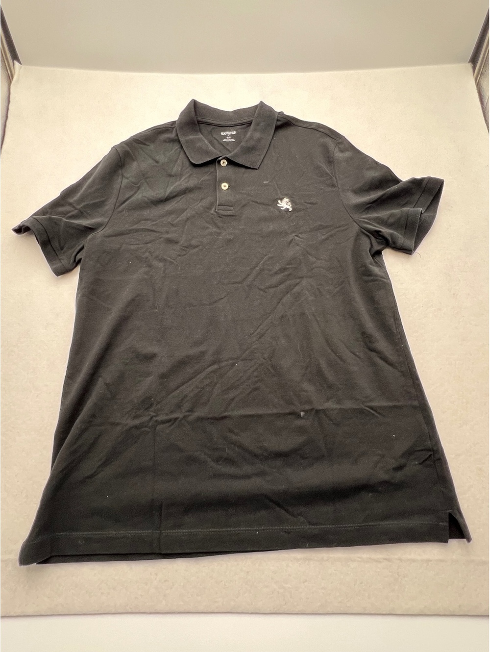 Express Menโs XL Black Polo Shirt Embroidered Lion Logo Short Sleeve (SKU-0441)
